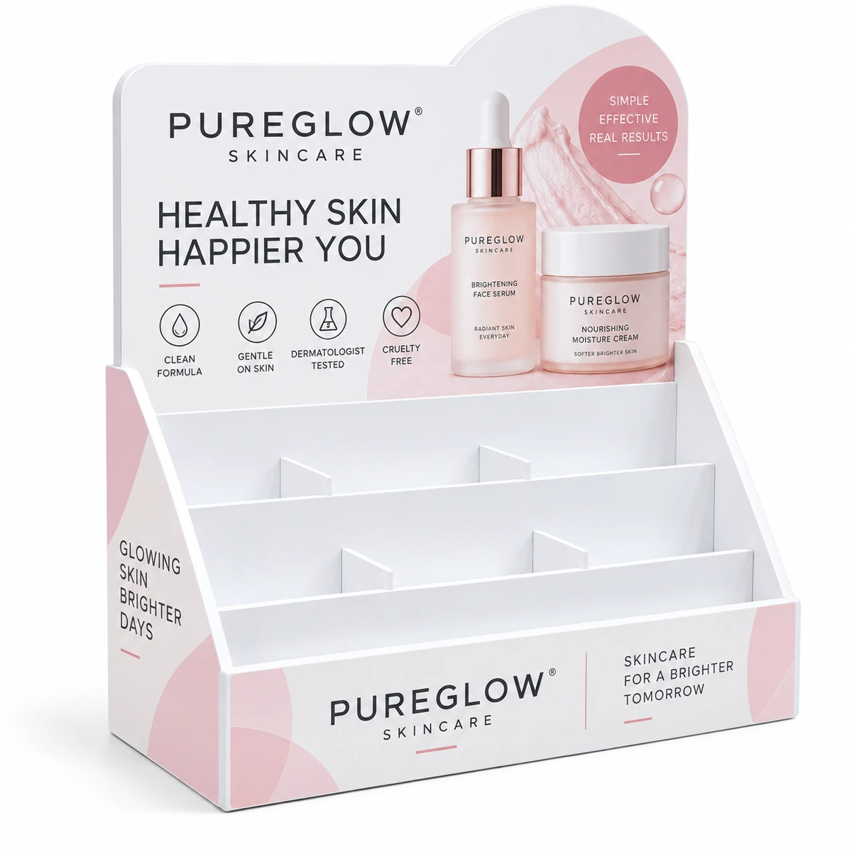 Custom PVC counter display PDQ for skincare serum and cream products